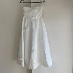 未使用　リボン ストラップレス ミディアムドレス｜前撮り・二次会