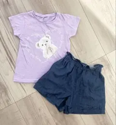 る*子様 【西松屋】クマプリントTシャツ パープル ショートパンツ 2枚セットのサムネイル