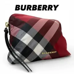 美品✨BURBERRY バーバリー　ポーチ　レッド　ノバチェック　マルチケース