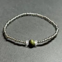 BB55 天然石 パワーストーン 1粒 グリーントルマリン シードビーズ ブレス