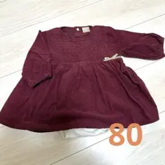 petit main コーディロイ ワンピース ロンパース 80