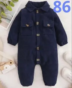 SHEIN★ネイビー★コーデュロイロンパース 86