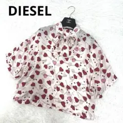 DIESEL ハート柄　リボン付き半袖シャツ　ボウタイブラウスのサムネイル