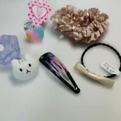 可愛い ヘアアクセサリーセット キッズ 5点セット ピン シュシュ ゴム