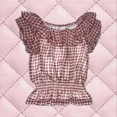 平成レトロ ギンガムチェック カットソー