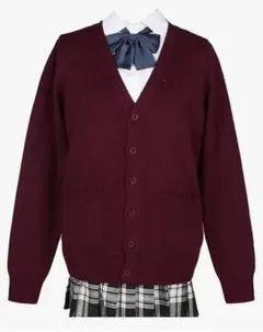 スクールカーディガン　ワインレッド
