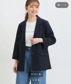 未使用 ハニーズ Honeys ８分袖ゆるテーラードジャケット ネイビー LLのサムネイル