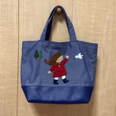 クロスステッチ❤︎本革持ち手トートバッグ サモイロフ ハンドメイド