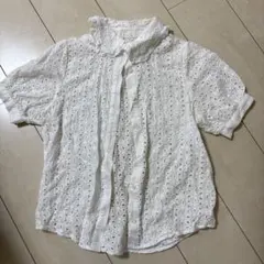 刺繍入りホワイトシャツ Fサイズ