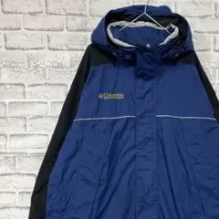 コロンビア　マウンテンパーカー　ブルーL ロゴ刺繍アウトドア1006