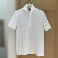 美品 ギローバー リネン混 ポロシャツ 白 S カッタウェイ イタリア製 定番のサムネイル