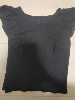 【未使用】earth 黒 フリル袖 半袖Tシャツ フリーサイズ