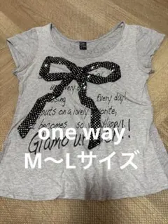 ONE WAY♡キラキラ立体リボン付きTシャツ 半袖 グレー　M〜Lのサムネイル
