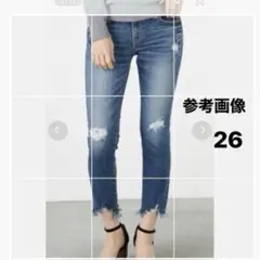 MOUSSY ダメージデニム ジーンズ ブルー フリンジ加工　サイズ26のサムネイル