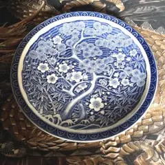 和皿 染付 松竹梅 藍色 陶磁器