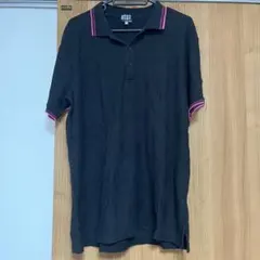 TAKEOKIKUCHI黒の半袖ポロシャツ ピンク襟