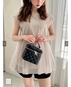 チュールフレンチスリーブトップス［dh1266］