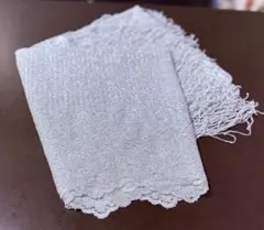 ラメシルバー レース フリンジ付き ロングショール