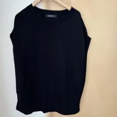 nano universe ブラック ノースリーブニット F