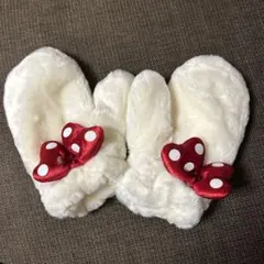 最終　ディズニー　ミニー　ミトン　手袋　大人用　水玉　ドット　リボン　ファー