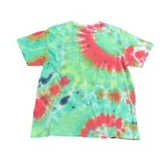 タイダイTシャツ　半袖　ライトグリーン　レッド　XL相当　8Scのサムネイル