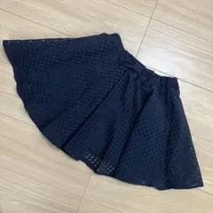 ネイビー キュロットスカート リボン 花柄レース 120cm - メルカリ