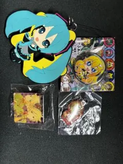 初音ミク ラバーキーホルダー 缶バッジ セット　鏡音レン　リン