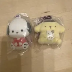 サンリオキャラクターズ　ふわわフロッキーマスコット　ポチャッコ　ポムポムプリン