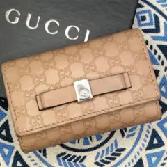 美品 キーケース グッチ GUCCI マイクロ シマ GG 6連 【119】