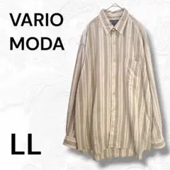 VARIO MODA シャツ 長袖 ストライプ LL ベージュ系 メンズ　日本製