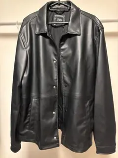 ZARA ブラックフェイクレザージャケット Lサイズ