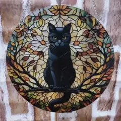 月明かりの黒猫ステンドウィンドウハンギングサンキャッチャーサンシェード