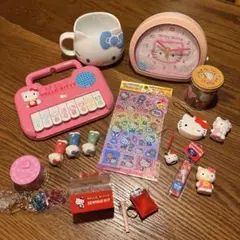 レトロ【レア】有りキティちゃんグッズセット裁縫箱アラーム時計フィギュア箸置き他