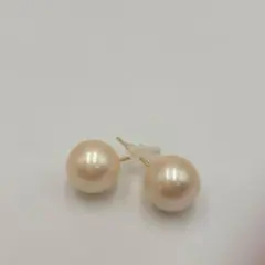 新品　Ｋ18　超大珠　9.5mm　アコヤ真珠　ピアス　あこや真珠　パールピアス