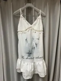 SHEINホワイトキャミワンピース フリル付き