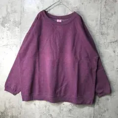 Y3075古着 トレーナー スウェット 紫 無地 90s Y2K
