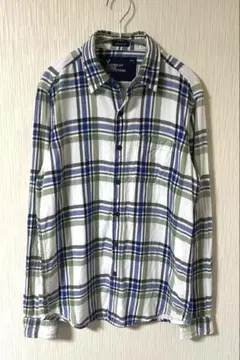 US古着 American Eagle チェック柄長袖フランネルシャツ ホワイトのサムネイル