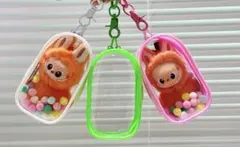 【新品】クリアポーチ　透明　推し活　ぬいポーチ　ぬい活　ポンポン付き ピンク