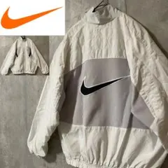 NIKEナイキトラックジャケットジップブルゾンジャージ白ホワイト黒刺繍ビックロゴ