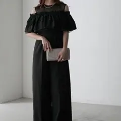 BONLECILL 3way フリルギャザーオールインワン パンツドレス 結婚式