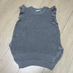 anyFAM グレー フリルニットベスト L