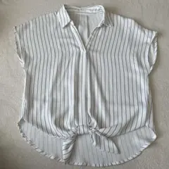 INGNIホワイトストライプ 半袖シャツ 前結び