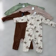 【H&M】ロンパース 4点セット 9-12M 80センチ ジッパー付き