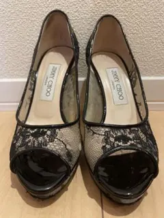 Jimmy Choo パンプス ジミーチュウ 35ハーフ レース オープントゥ
