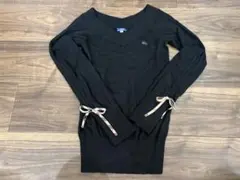 BURBERRY BLUE LABEL Vネックニット 袖リボン