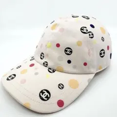 【極美品】CHANEL シャネル キャップ ココマーク ドット 水玉 レディースのサムネイル