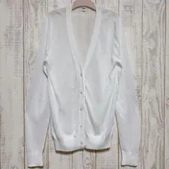 ユニクロ ライトVネックカーディガン（長袖） シアー素材 ホワイト　白【M】