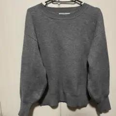 ニット セーター 長袖 無地 グレー 灰色 レディース