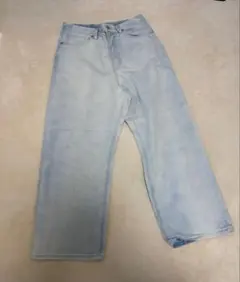 ライトブルー ワイドレッグデニムパンツ