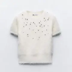 【値下げ不可】ZARA フェイクファーセーター ラインストーン